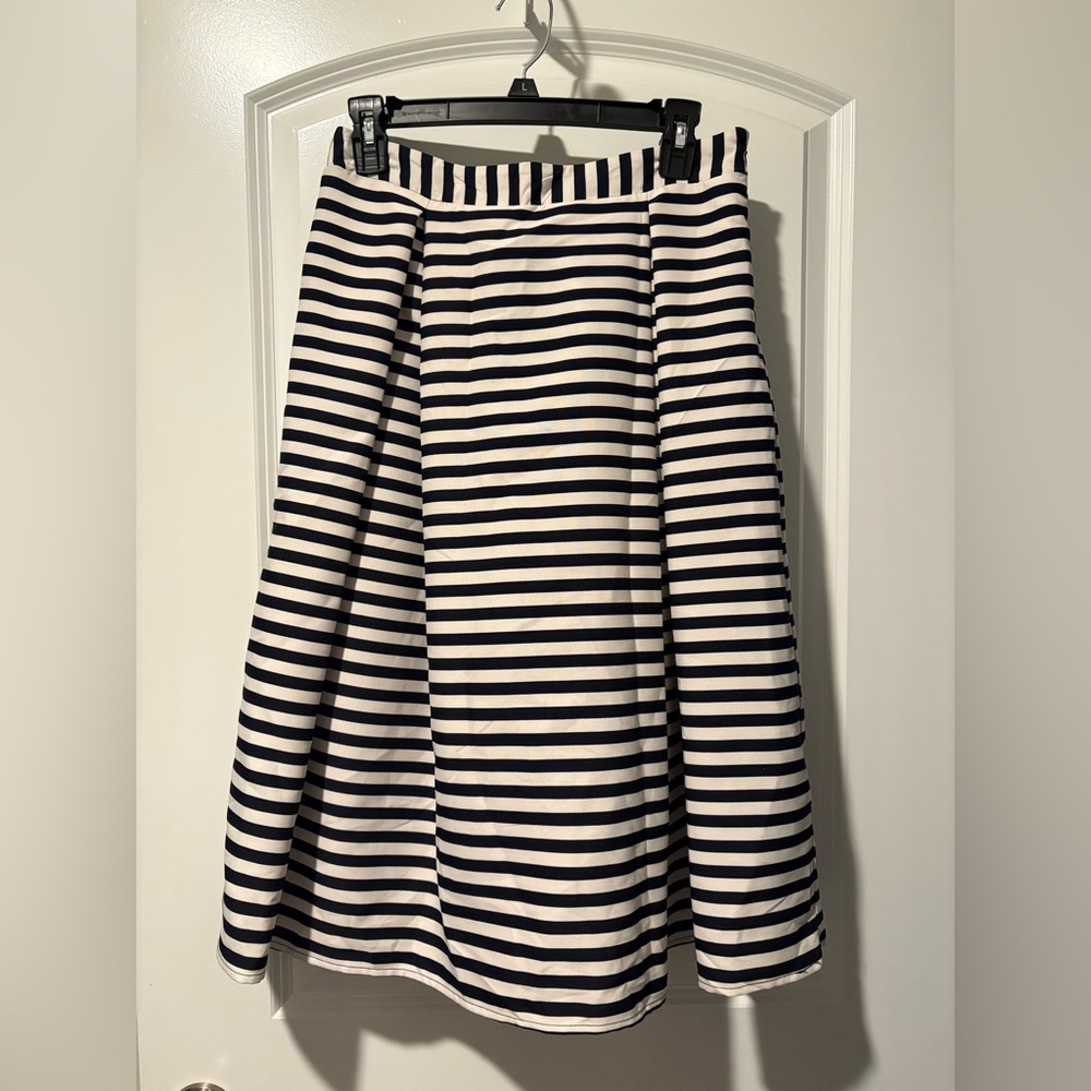 Papaya Black and White Striped A-Line Skirt